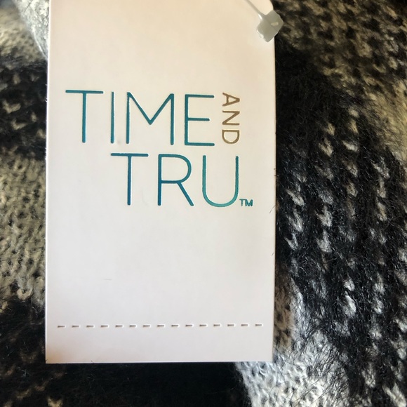 TIME and TRU Womens Cardigan Size XL 16-18 Eyelash Knit Grey Black New - Picture 6 of 9